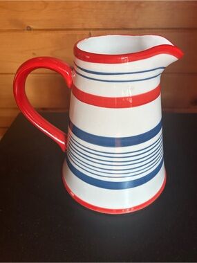 TAG Striped Ceramic Pitcher in Red, White & Blue